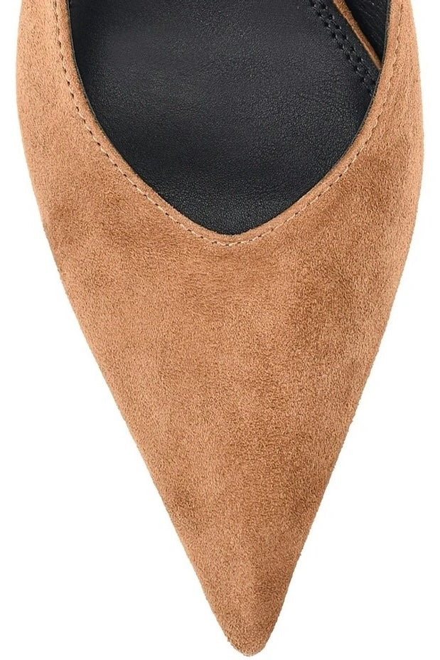 Siren Yankee Slingback Block Heel | Camel Tan Suede