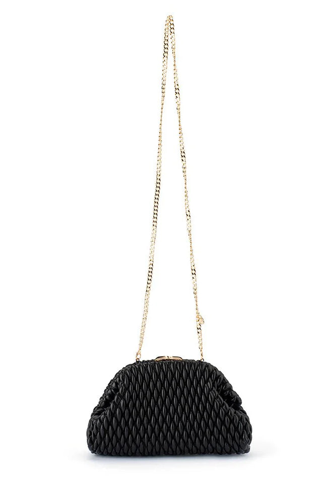 Olga Berg The Paige Textured Clutch Bag | Black
