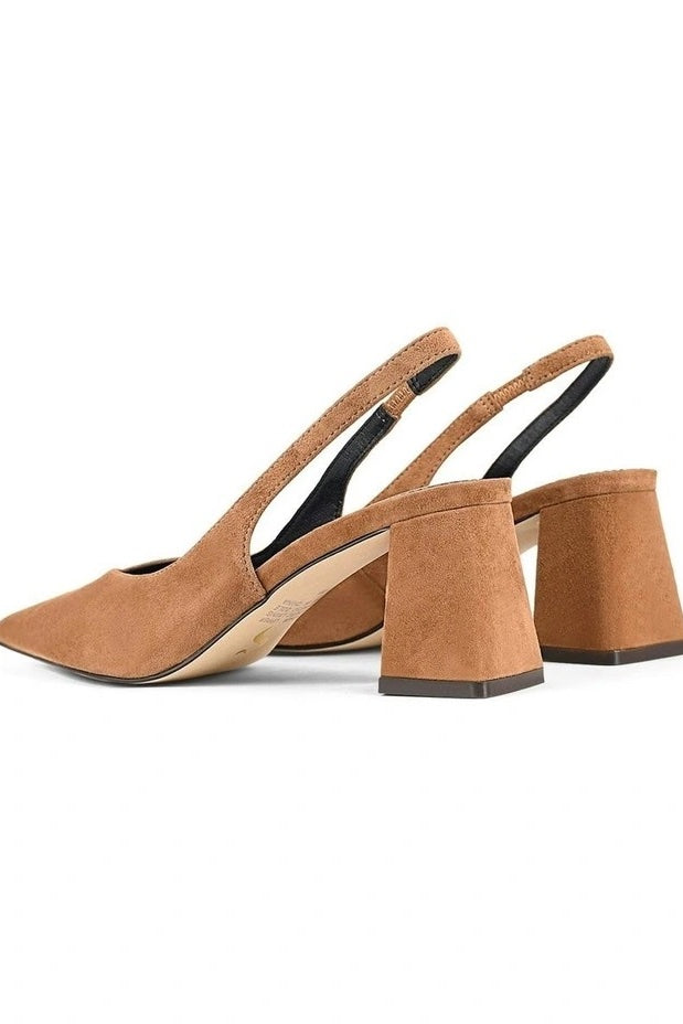 Siren Yankee Slingback Block Heel | Camel Tan Suede