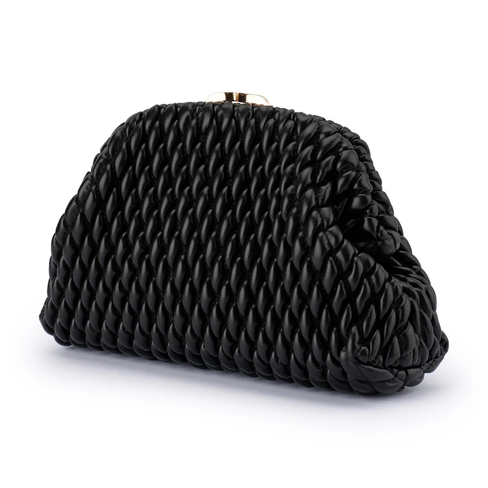 Olga Berg The Paige Textured Clutch Bag | Black