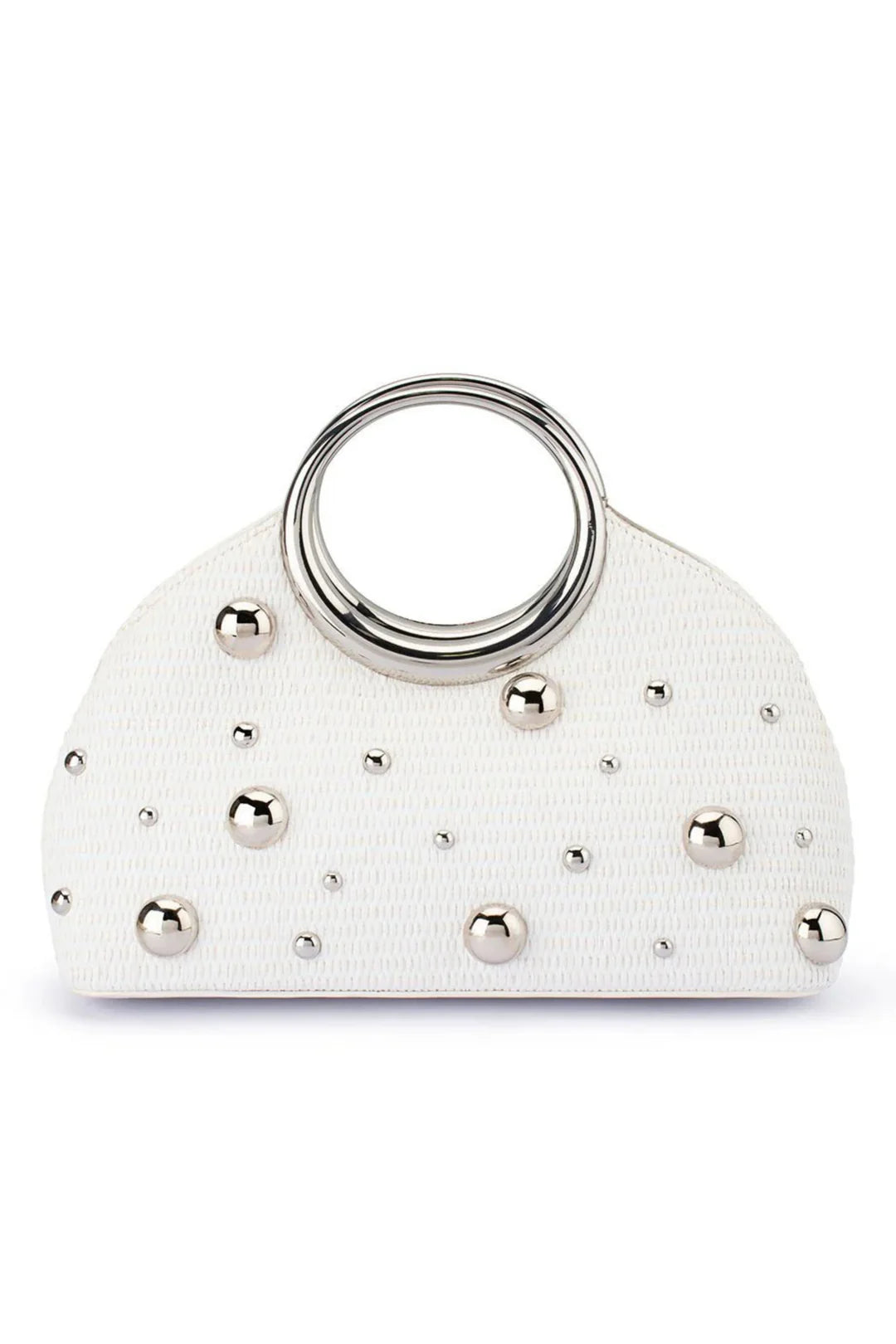 Olga Berg The Charlotte Woven Top Handle Clutch Bag | White