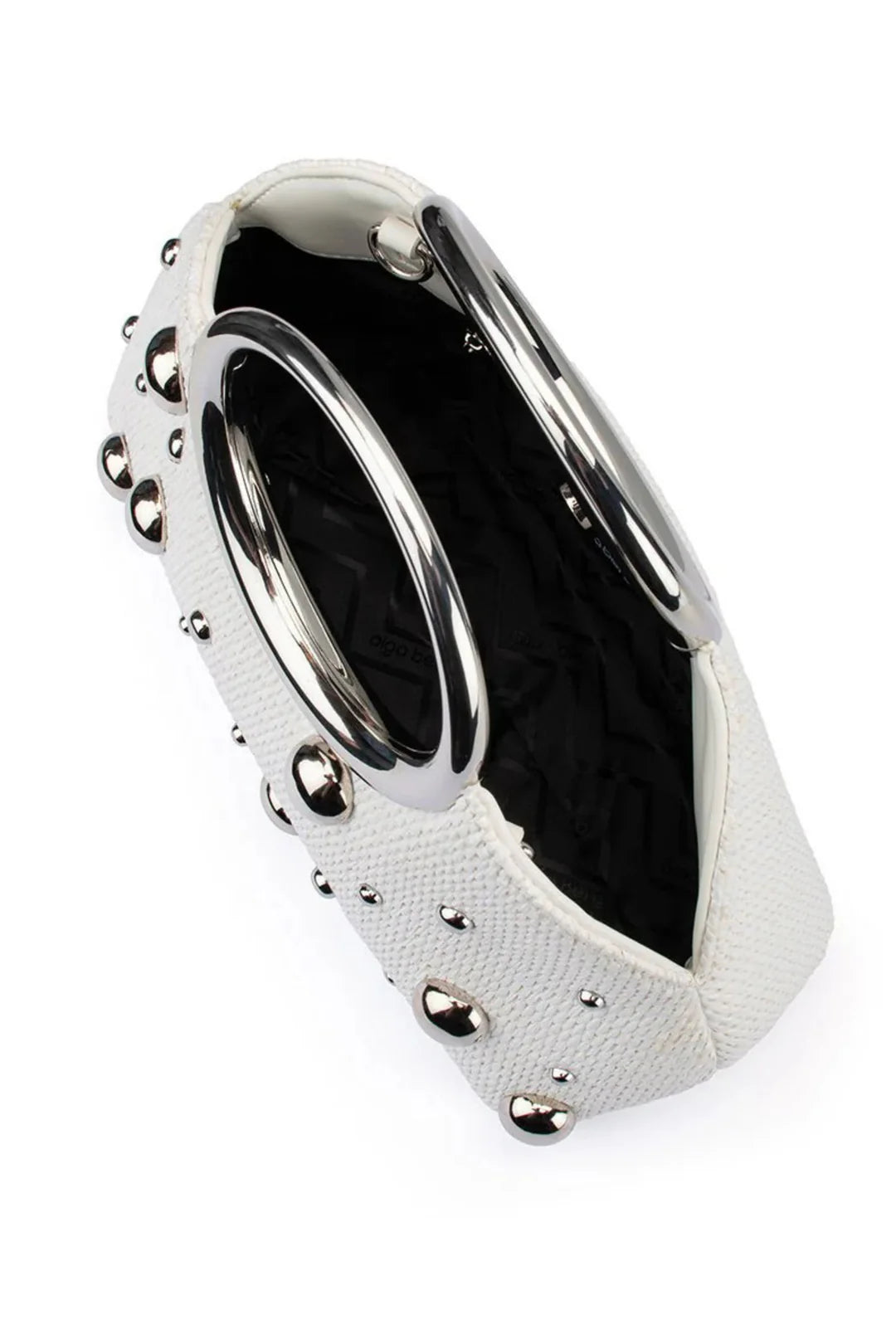 Olga Berg The Charlotte Woven Top Handle Clutch Bag | White