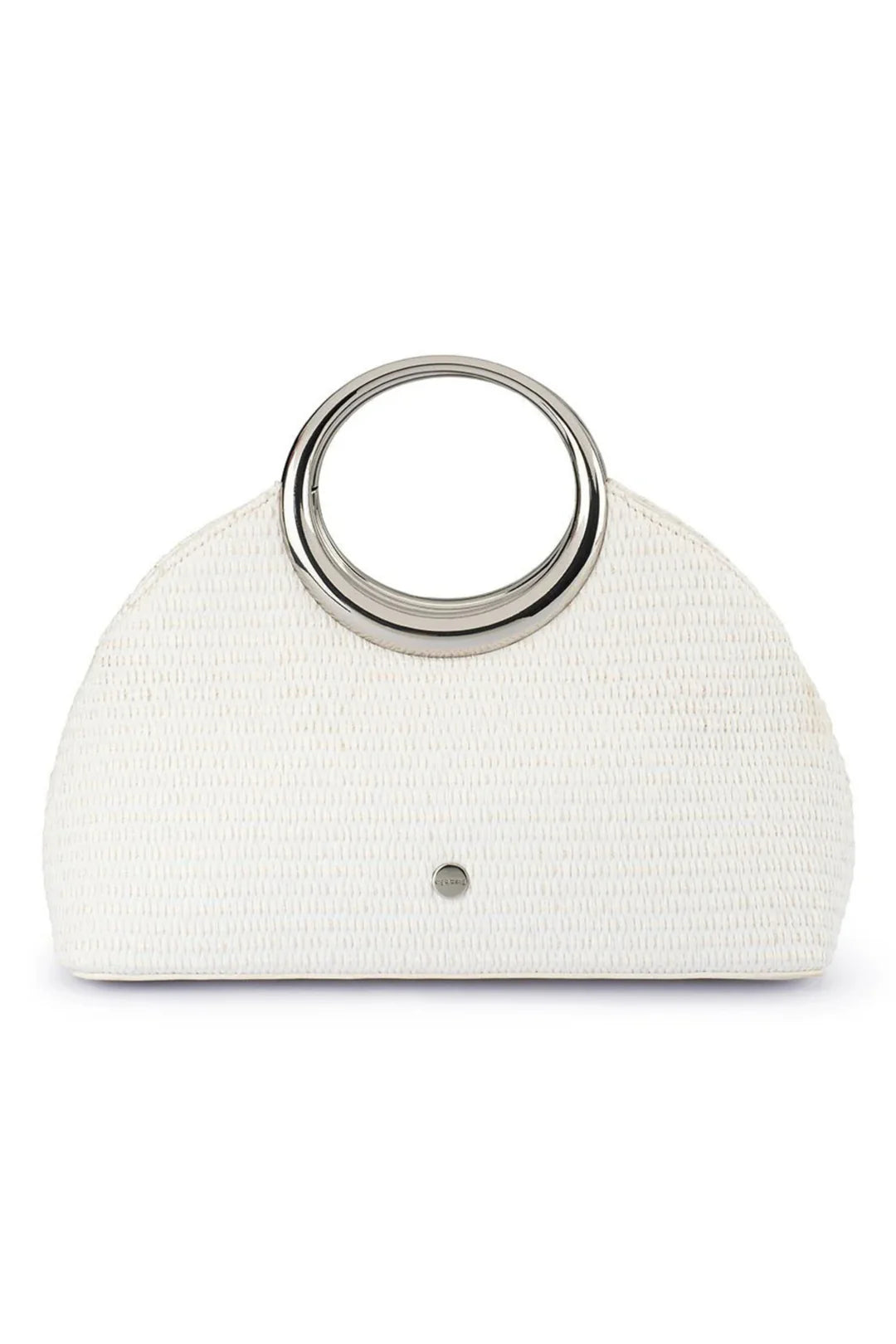 Olga Berg The Charlotte Woven Top Handle Clutch Bag | White