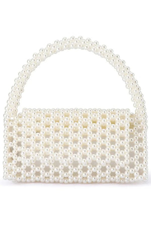 Olg Berg Amrita Bead Top Hande Bag | Pearl