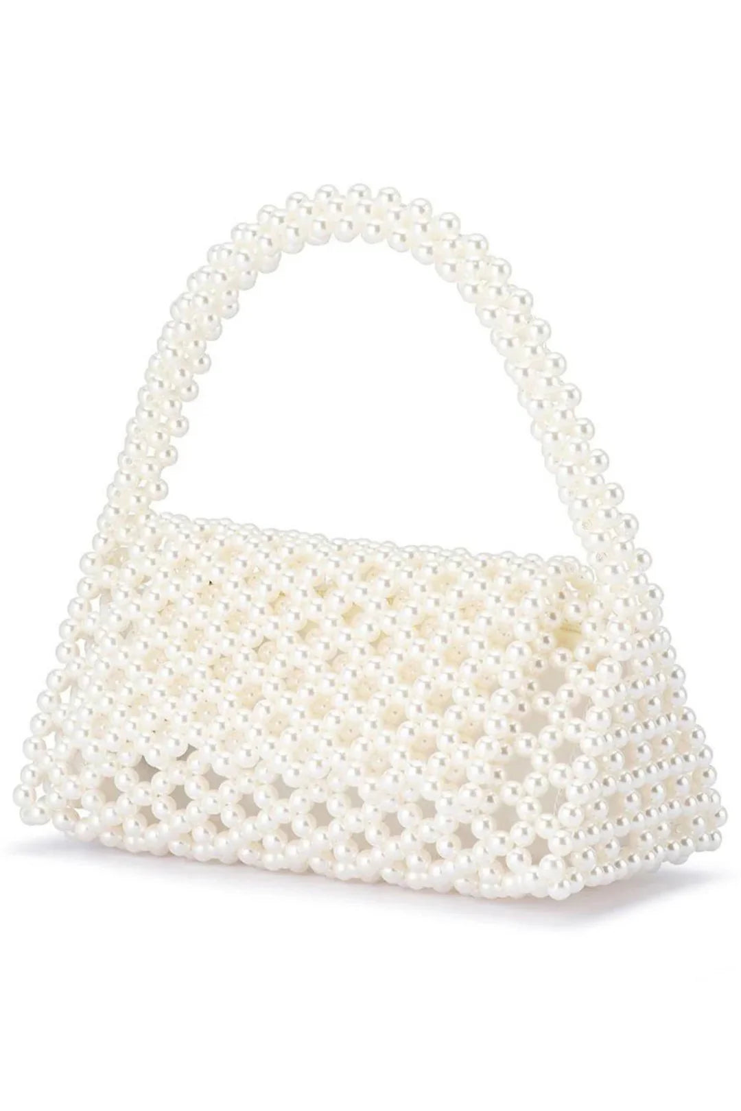 Olg Berg Amrita Bead Top Hande Bag | Pearl