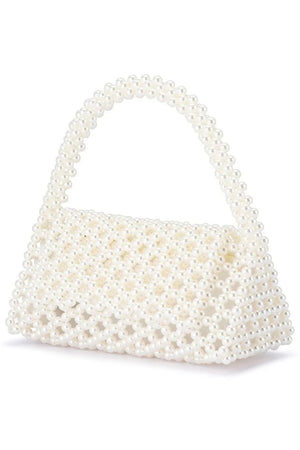 Olg Berg Amrita Bead Top Hande Bag | Pearl