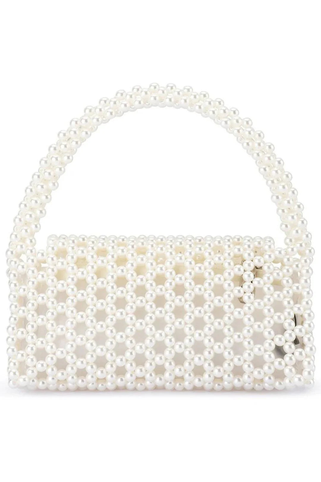 Olg Berg Amrita Bead Top Hande Bag | Pearl
