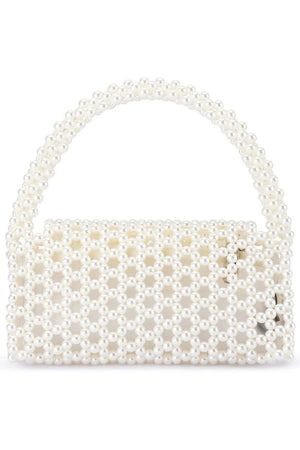 Olg Berg Amrita Bead Top Hande Bag | Pearl