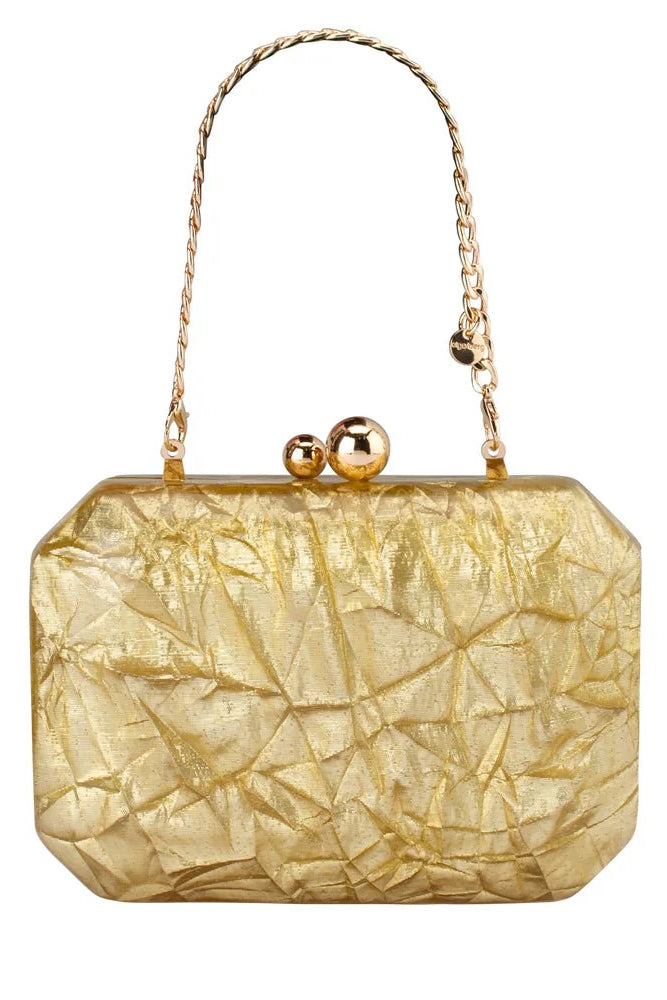 Olga Berg The Mateo Metallic Clutch | Gold
