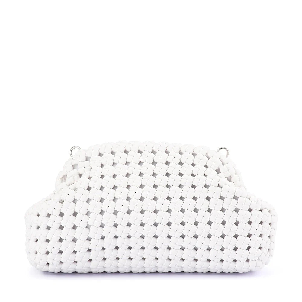 Olga Berg Everly Hand Woven Clutch | White