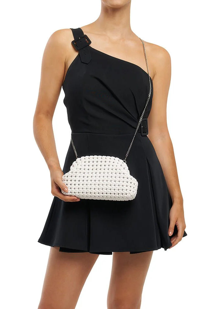 Olga Berg Everly Hand Woven Clutch | White