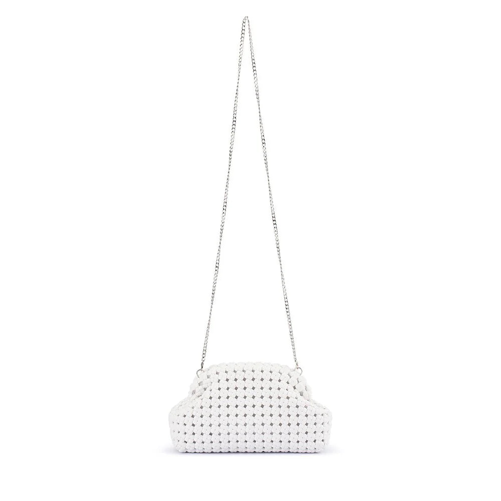 Olga Berg Everly Hand Woven Clutch | White