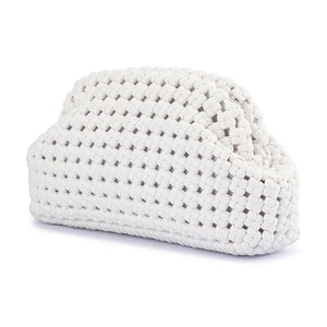 Olga Berg Everly Hand Woven Clutch | White