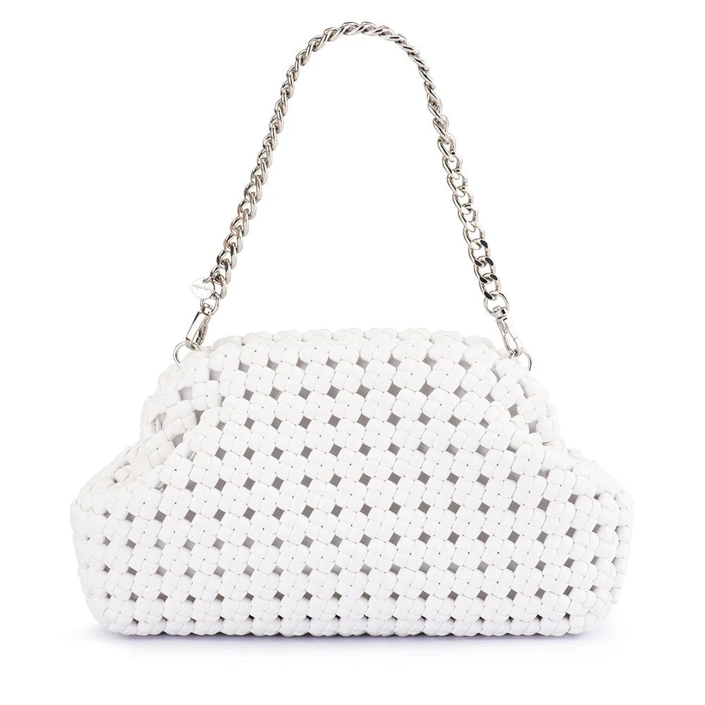Olga Berg Everly Hand Woven Clutch | White