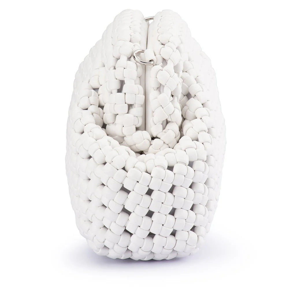 Olga Berg Everly Hand Woven Clutch | White