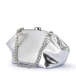 Olga Berg The Tally Metallic Clutch Bag | Silver