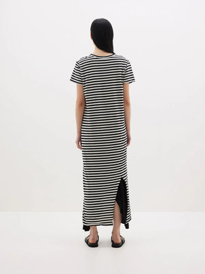 Bassike Small Stripe Heritage Short Sleeve T-Shirt Dress | Undyed/Black