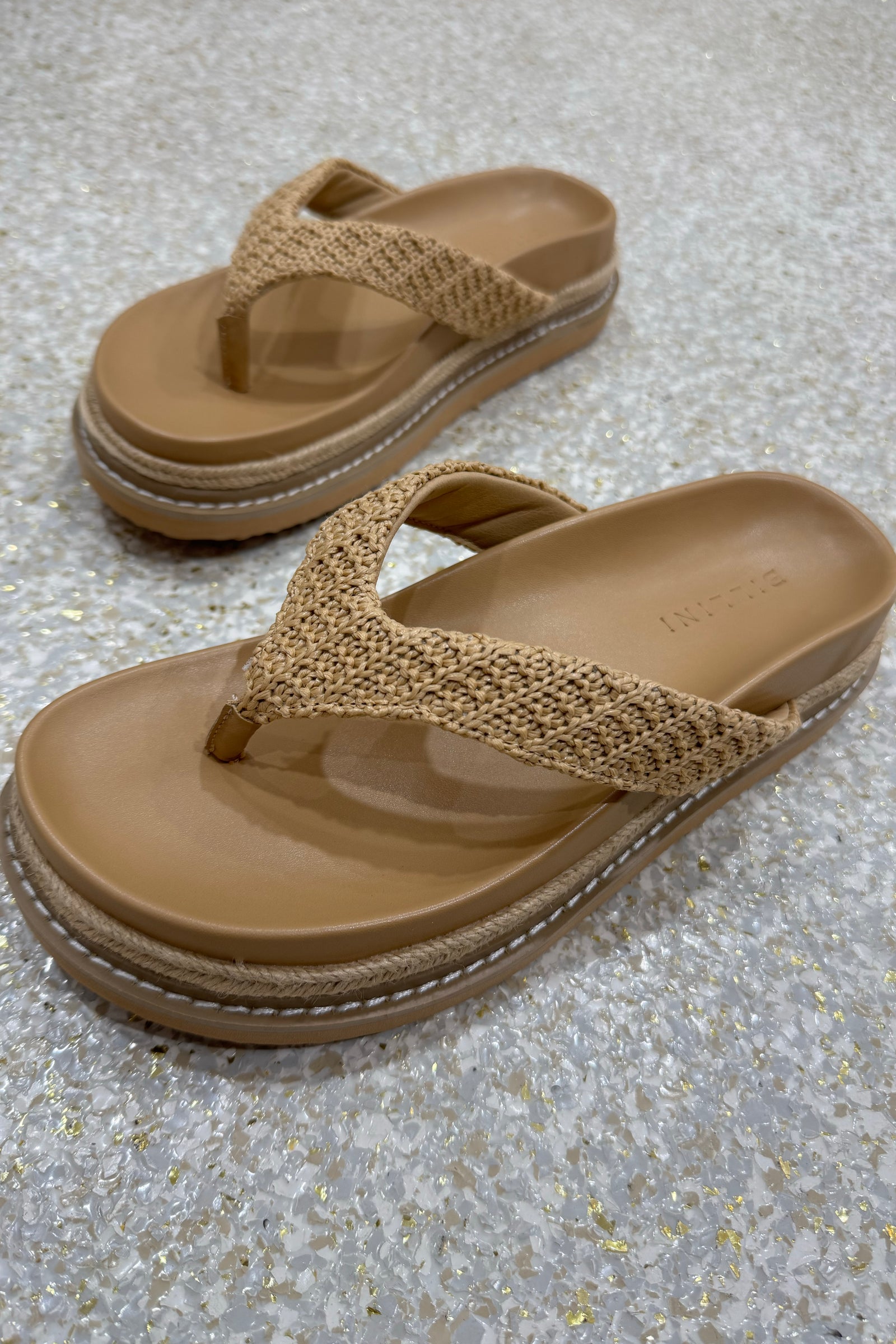 Billini Arlette Platform Slide | Natural Raffia
