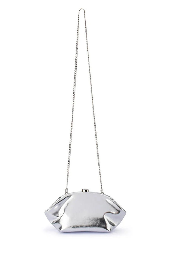 Olga Berg The Tally Metallic Clutch Bag | Silver