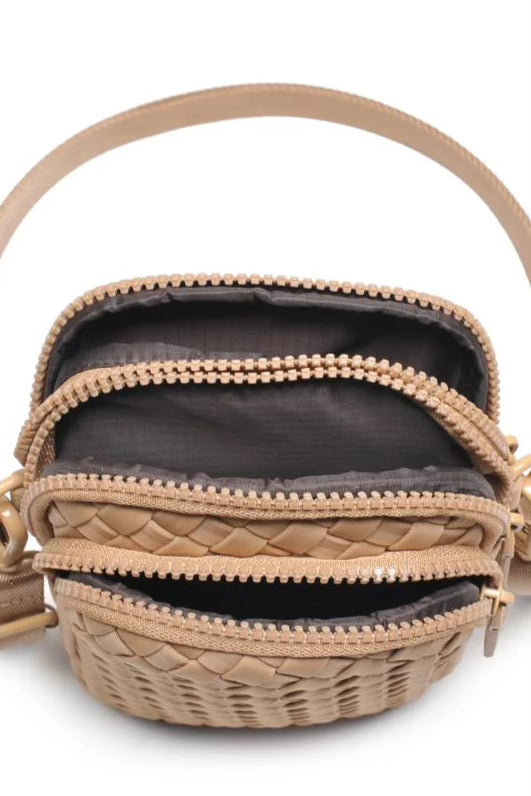 Sol And Selene Divide And Conquer Woven Cross Body Bag | Nude