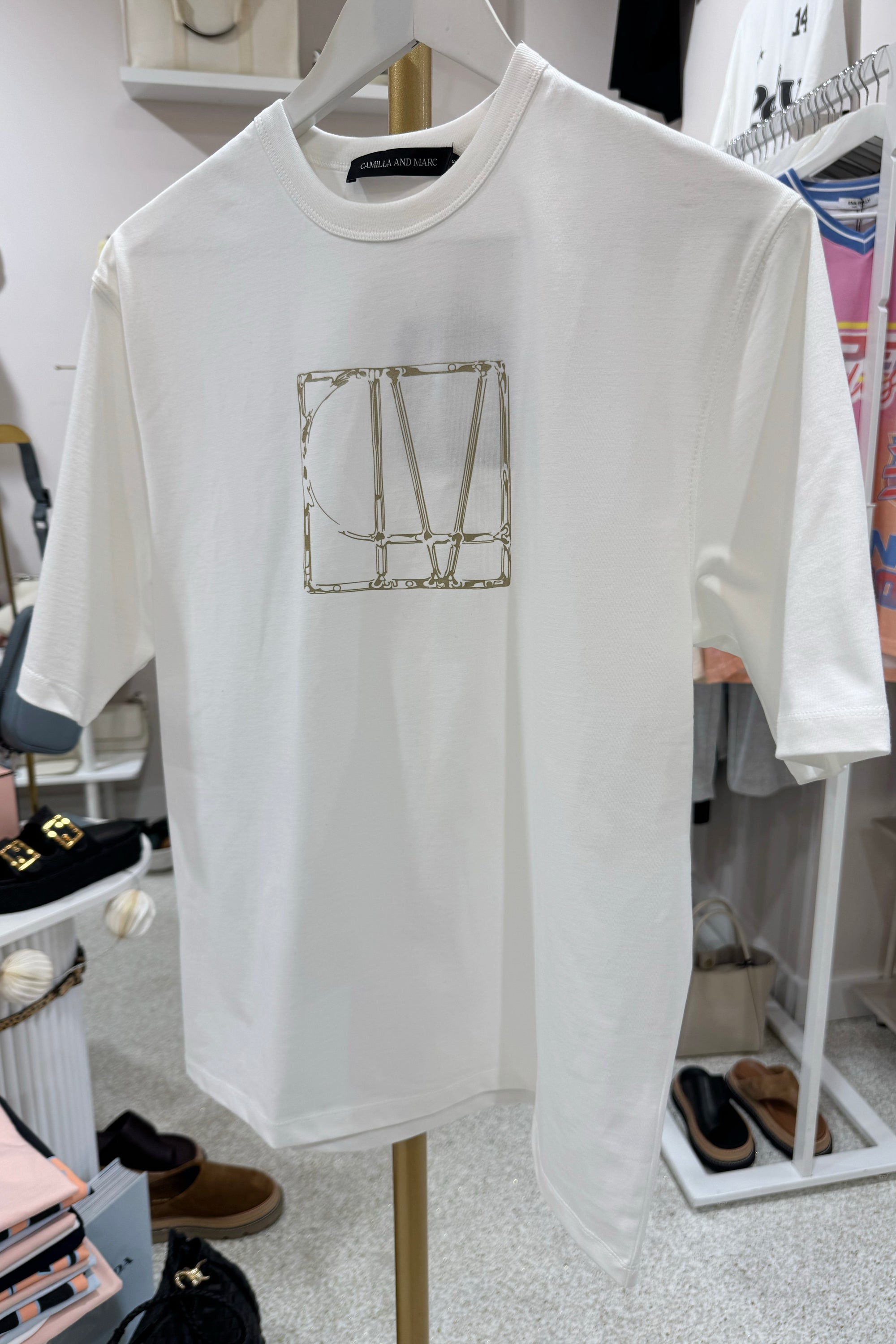 C&M Camilla & Marc Patina Front Monogram Tee | White