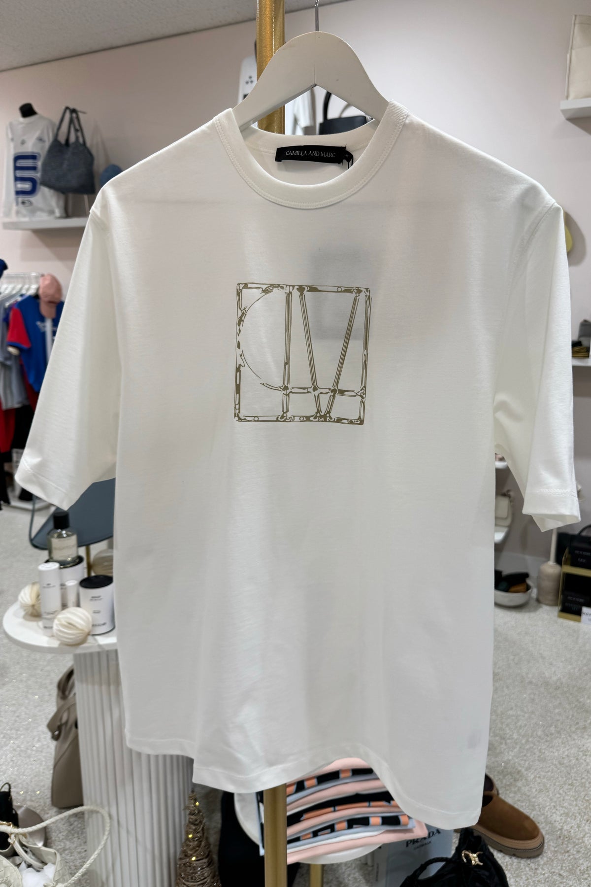 C&M Camilla & Marc Patina Front Monogram Tee | White