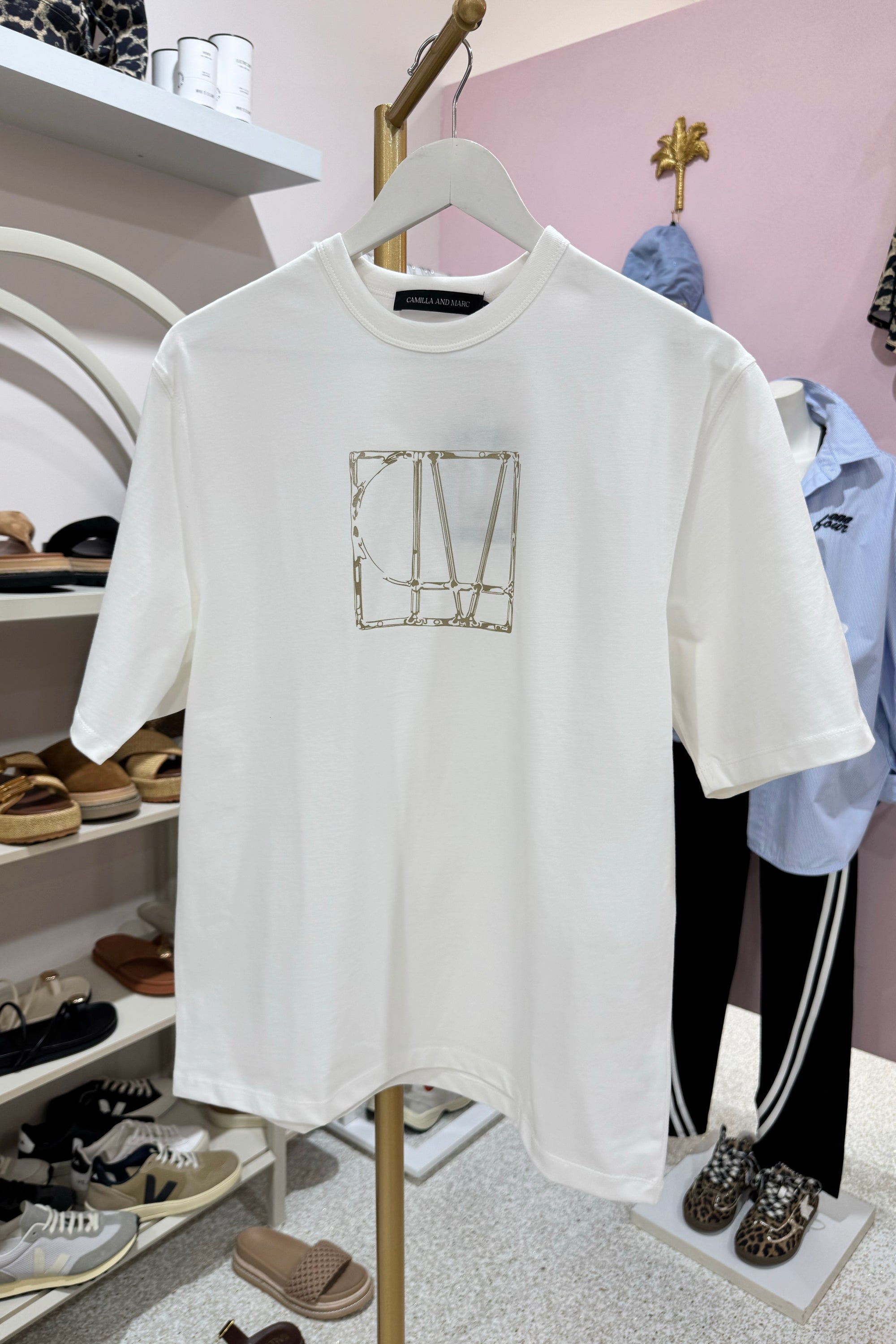 C&M Camilla & Marc Patina Front Monogram Tee | White