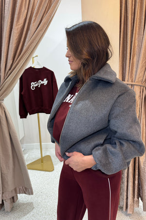 Ena Pelly Maeve Wool Blend Bomber | Grey