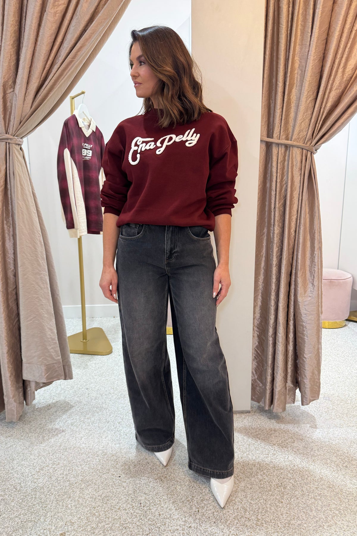 Ena Pelly Mila Oversized Sweater | Burgundy