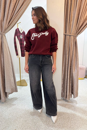 Ena Pelly Mila Oversized Sweater | Burgundy