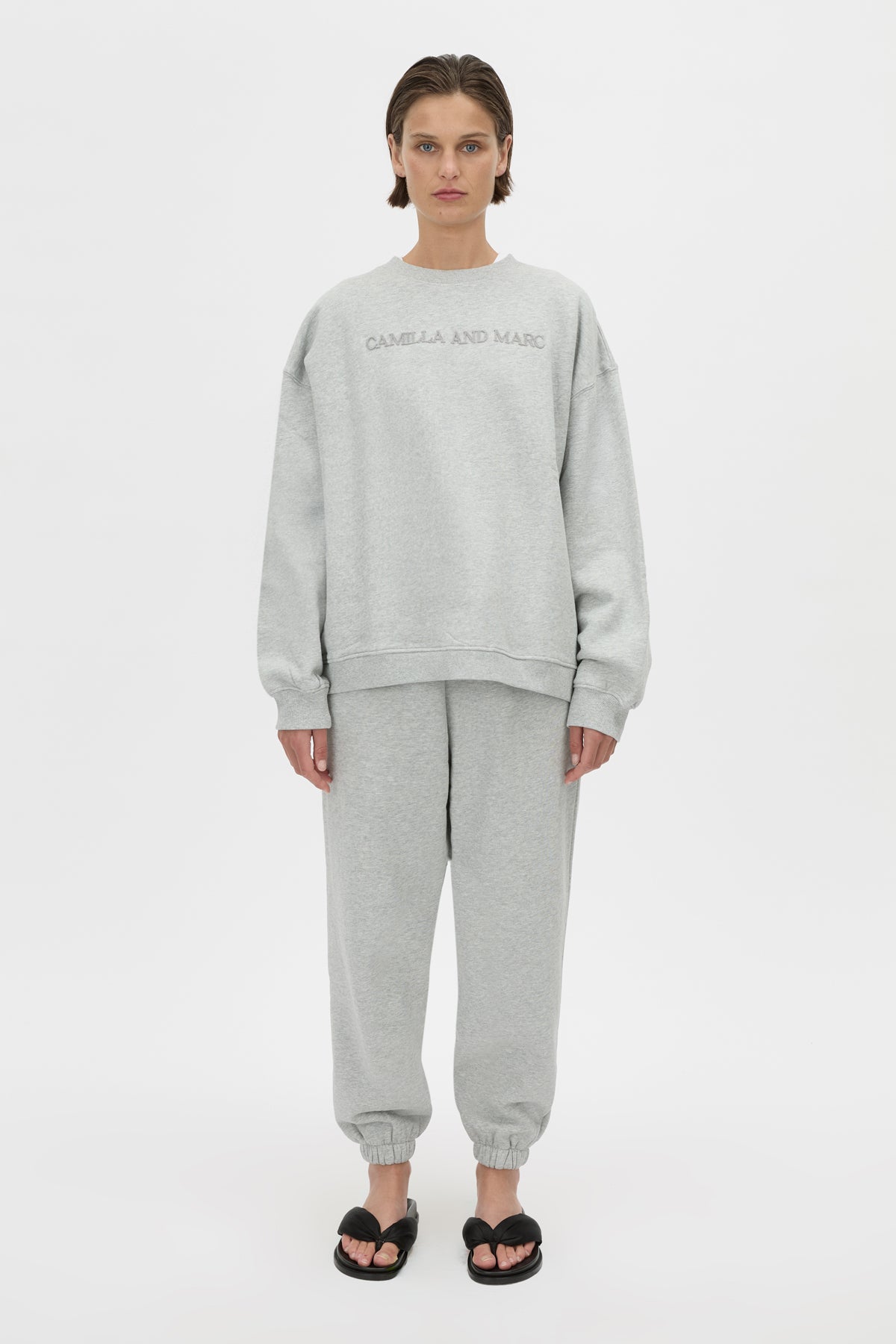 C&M Camilla & Marc Tia Flocking Logo Crew | Grey Marle