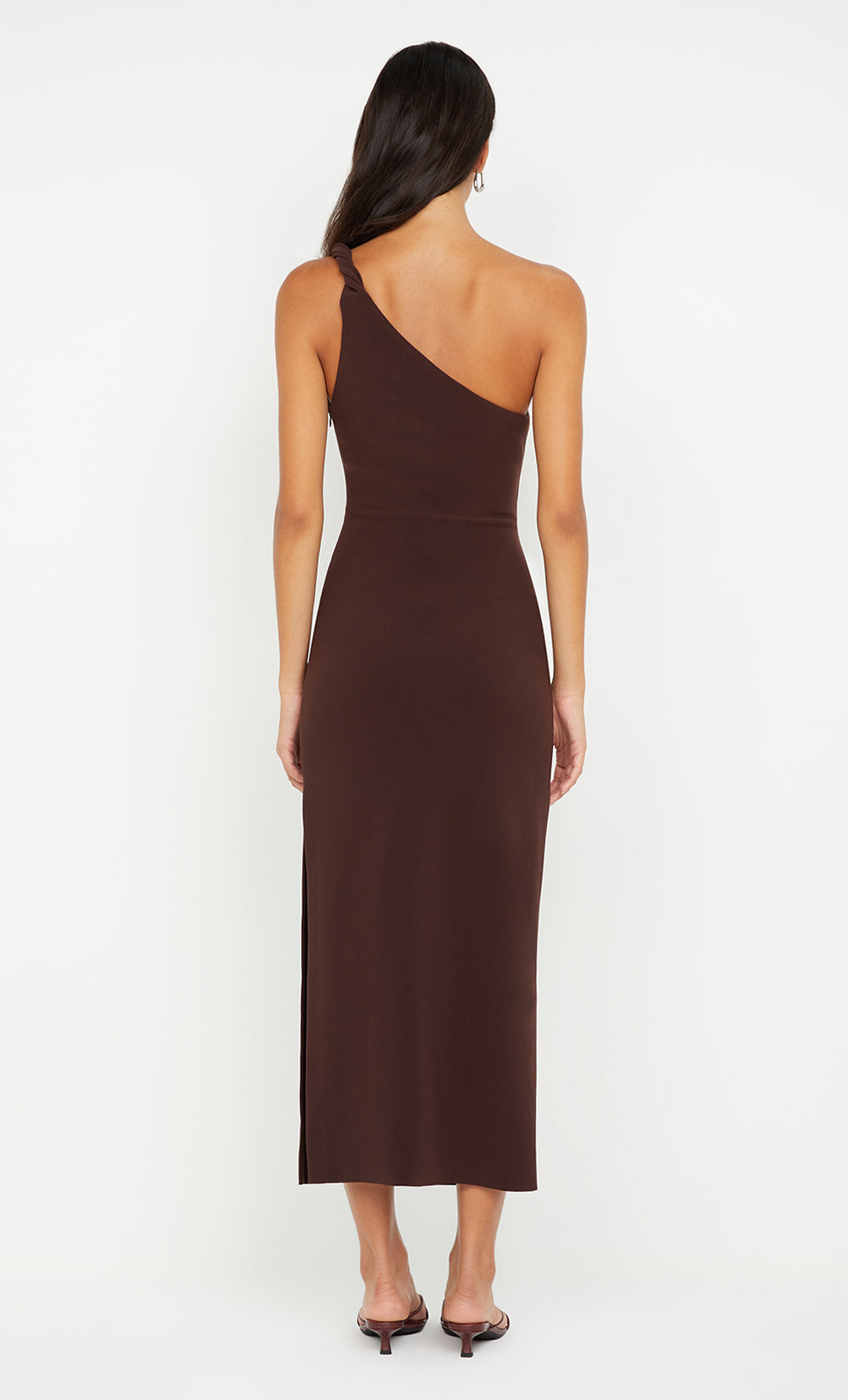 Bec + Bridge Ariven Asym Midi Dress | Dark Chocolate