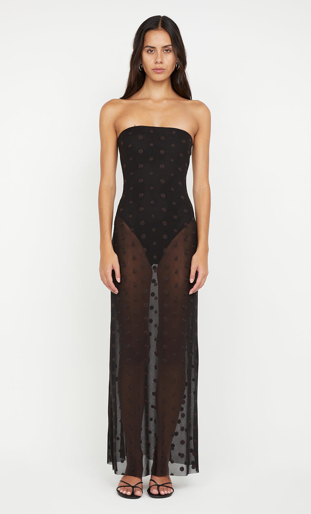 Bec + Bridge Karla Strapless Maxi Dress | Black / Choc Spot