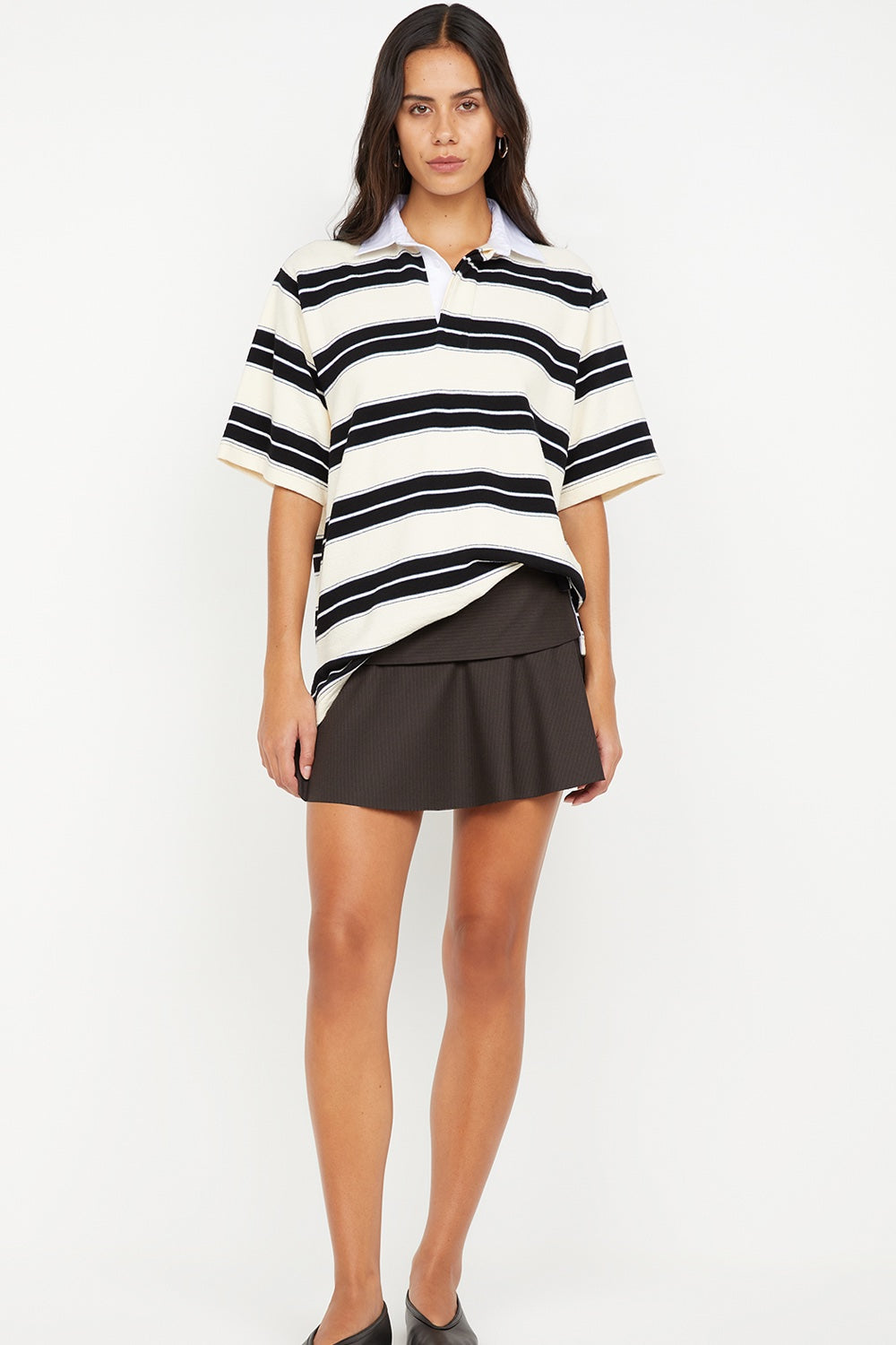 Bec + Bridge Ingrid Mini Skirt | Choc Pinstripe