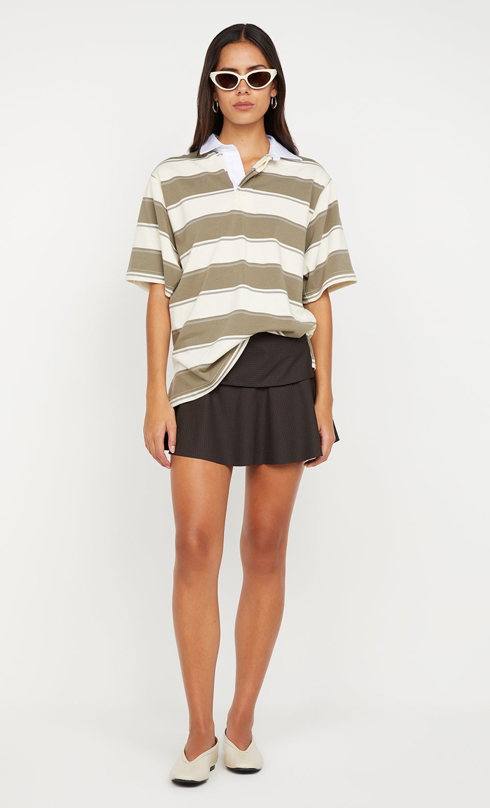 Bec + Bridge Ingrid Mini Skirt | Choc Pinstripe