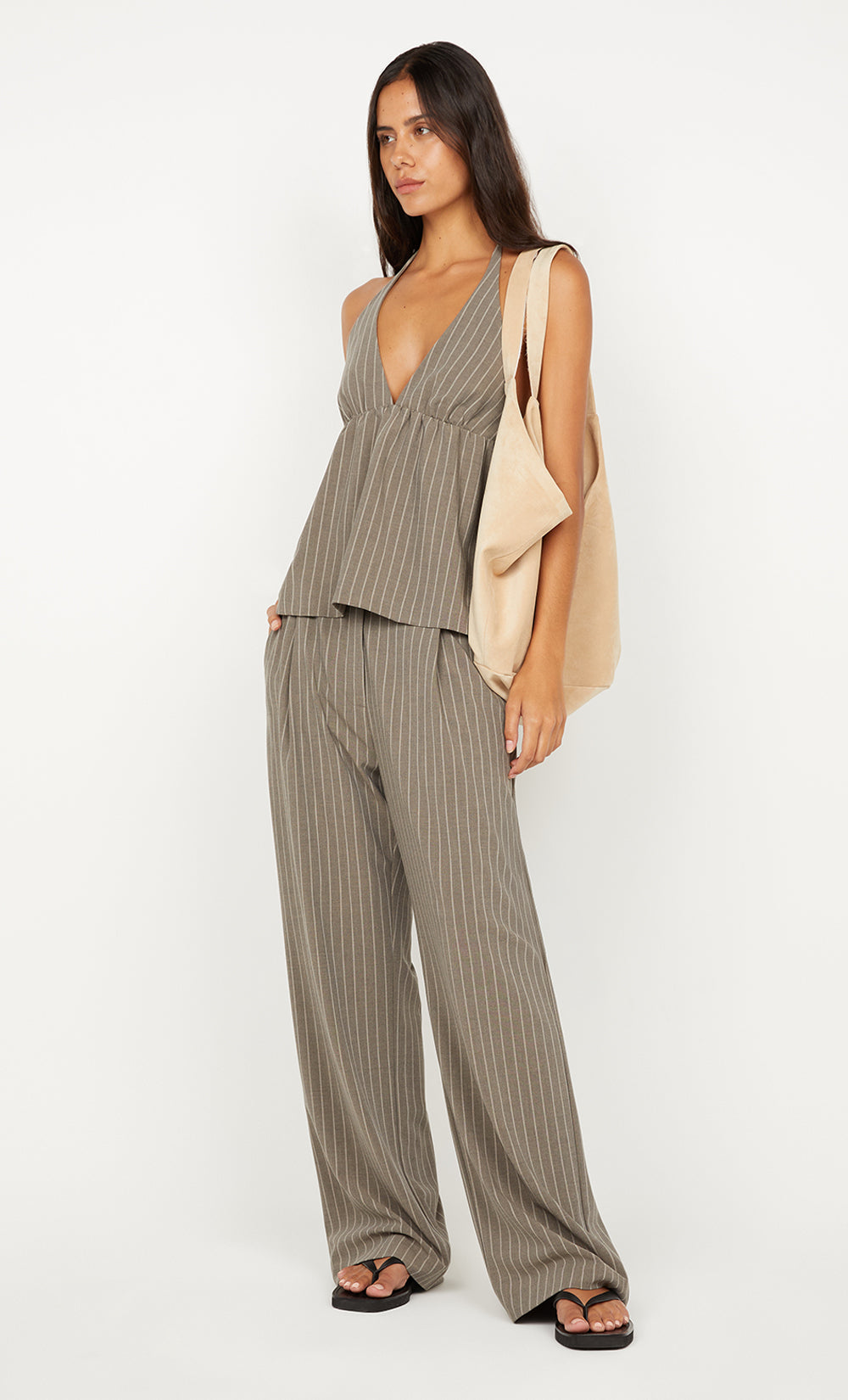 Bec + Bridge Jonni Halter Top | Charcoal Stripe