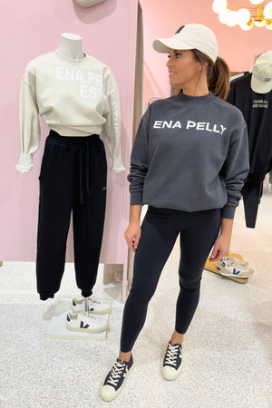 Ena Pelly Chloe Oversized Core Logo Sweater | Black