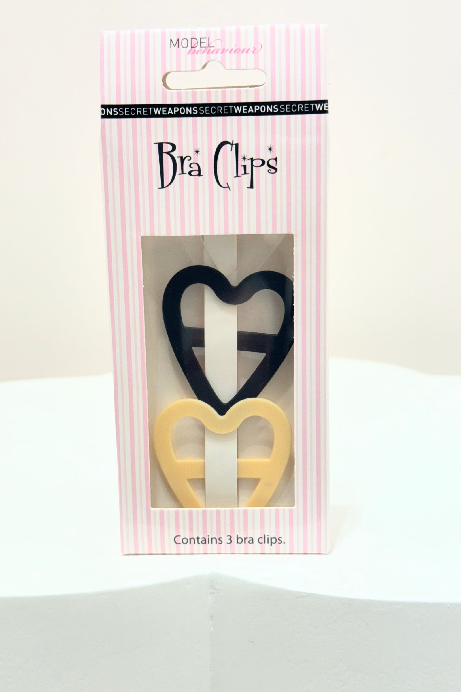 Secret Weapons Bra Clips Heart x3 | Clear, Nude, Black