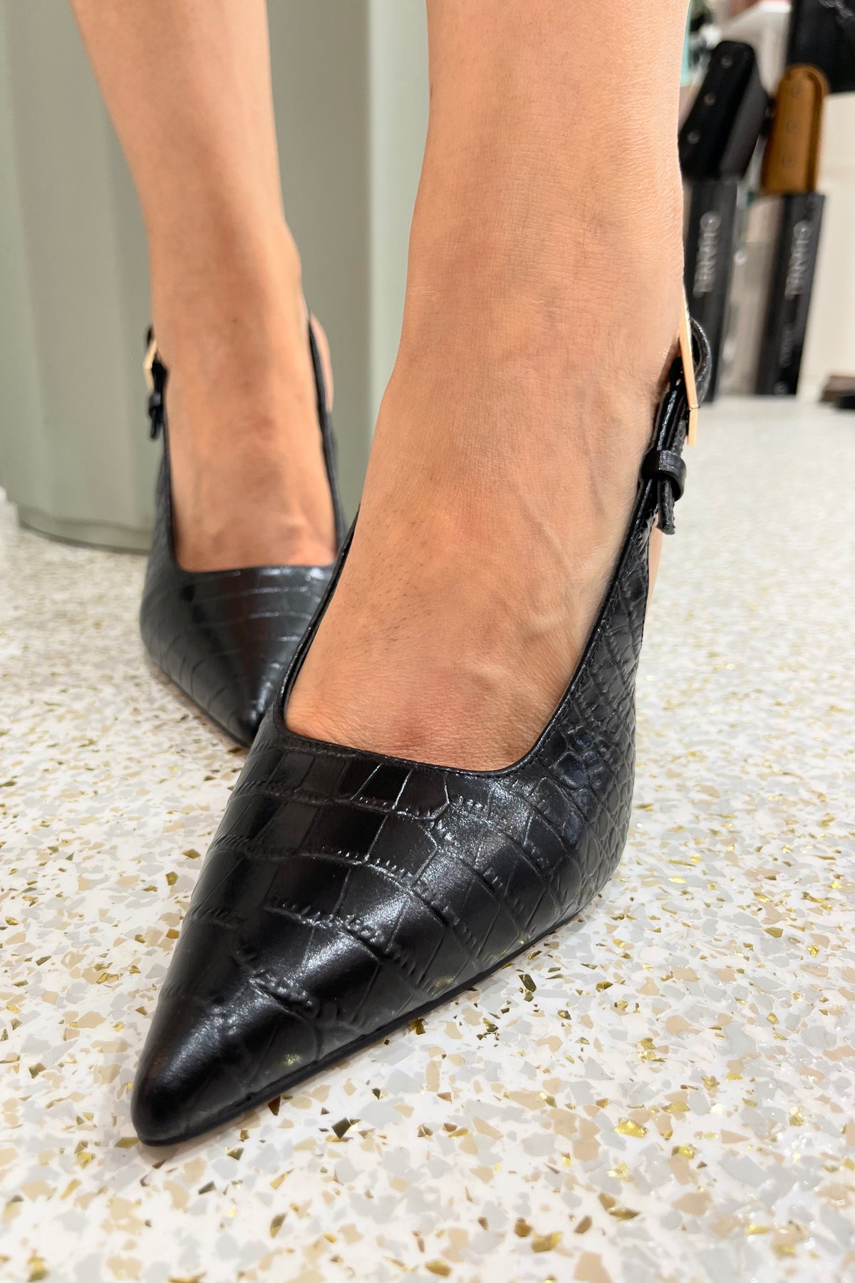 By Lana Wilkinson Phoebe Sling Back Heel | Black