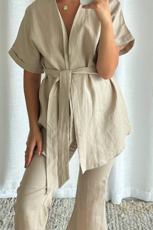 Chosen By Fifi & Annie The Basic Linen Wrap Me Up Vest | Natural