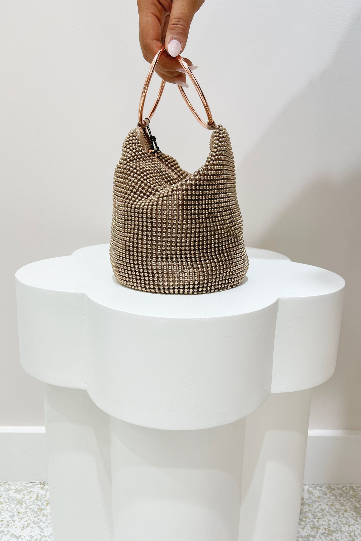 Olga Berg Bianca Ball Mesh Handle Bag Gold Fifi & Annie Boutique