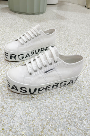 Superga 2790 Platform Paint Lettering | White/ Black