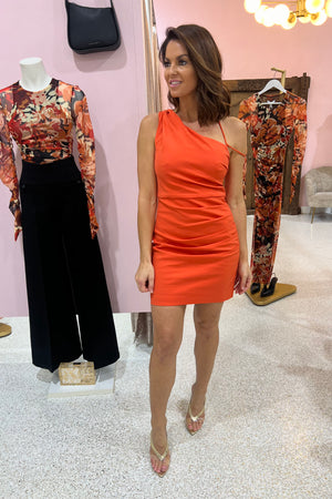 Shona Joy Lani Gathered Mini Dress | Hibiscus