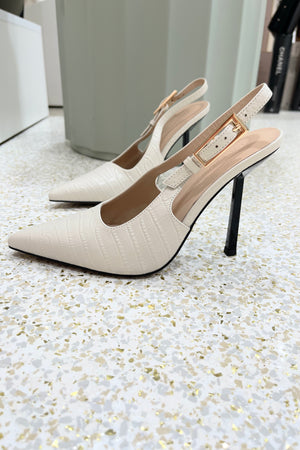 By Lana Wilkinson Phoebe Sling Back Heel | Ivory