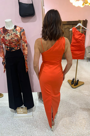 Shona Joy Lani Gathered Midi Dress | Hibiscus