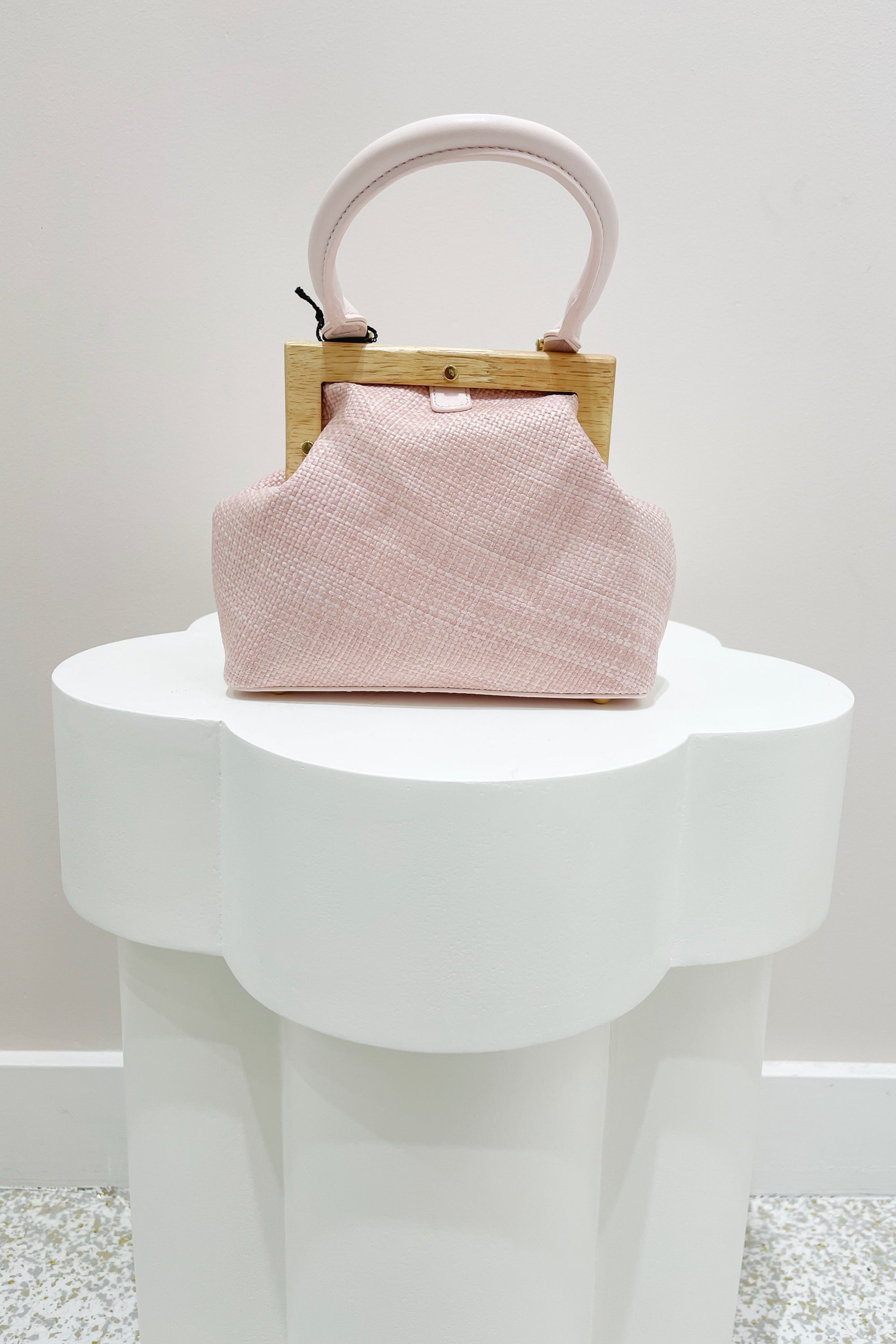 Olga Berg Piper Straw Handle Bag | Pink
