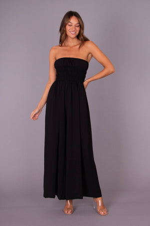 Chosen By Fifi & Annie With Or Without You Strapless Shirred Jumpsuit | Black