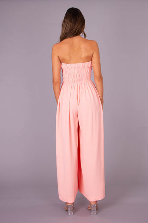 Chosen By Fifi & Annie With Or Without You Strapless Shirred Jumpsuit | Sorbet
