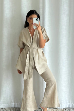 Chosen By Fifi & Annie The Basic Linen Wrap Me Up Vest | Natural