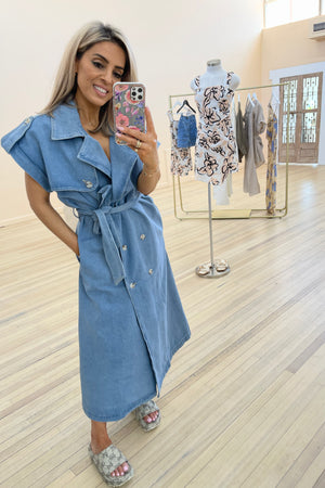 Chosen By Fifi & Annie The Basic Denim Trench Vest | Blue Denim